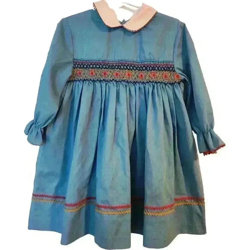 Polly Flinders VTG Hand Smocked Dress 6y